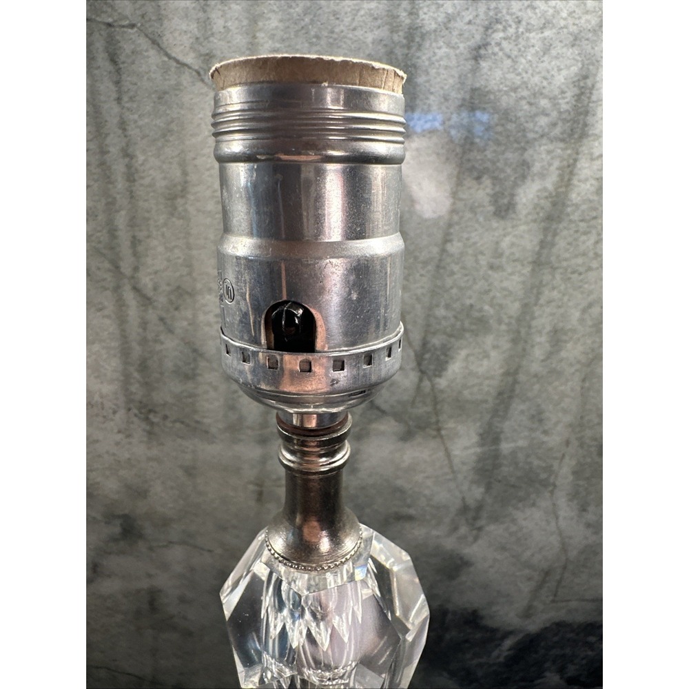 MCM 1950's Hollywood Regency Stacked‎ Leaded Crystal Boudoir Table Lamps Works - Picture 10 of 11